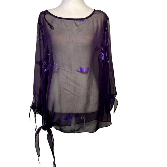 Sheer Jewel Purple Celestial Blouse Flowy Romantic Fairy Grunge Whimsical 18W - Picture 1 of 12